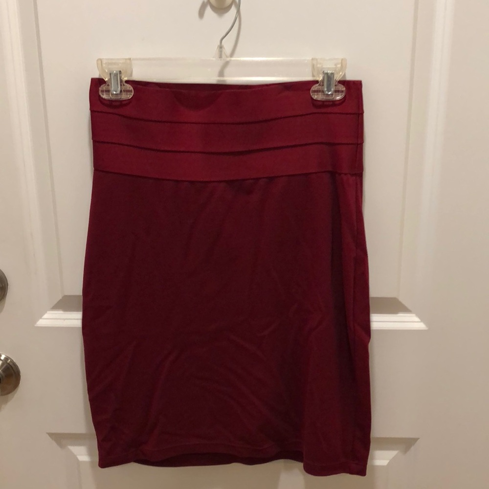Deep Red MAX STUDIO Pencil Skirt Banded Waistband